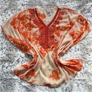 Chicos sheer sleeveless batwing top